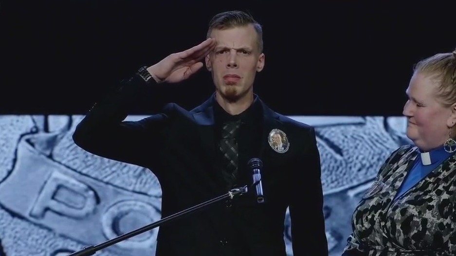 Officer Jerving's funeral; brother Drew speaks